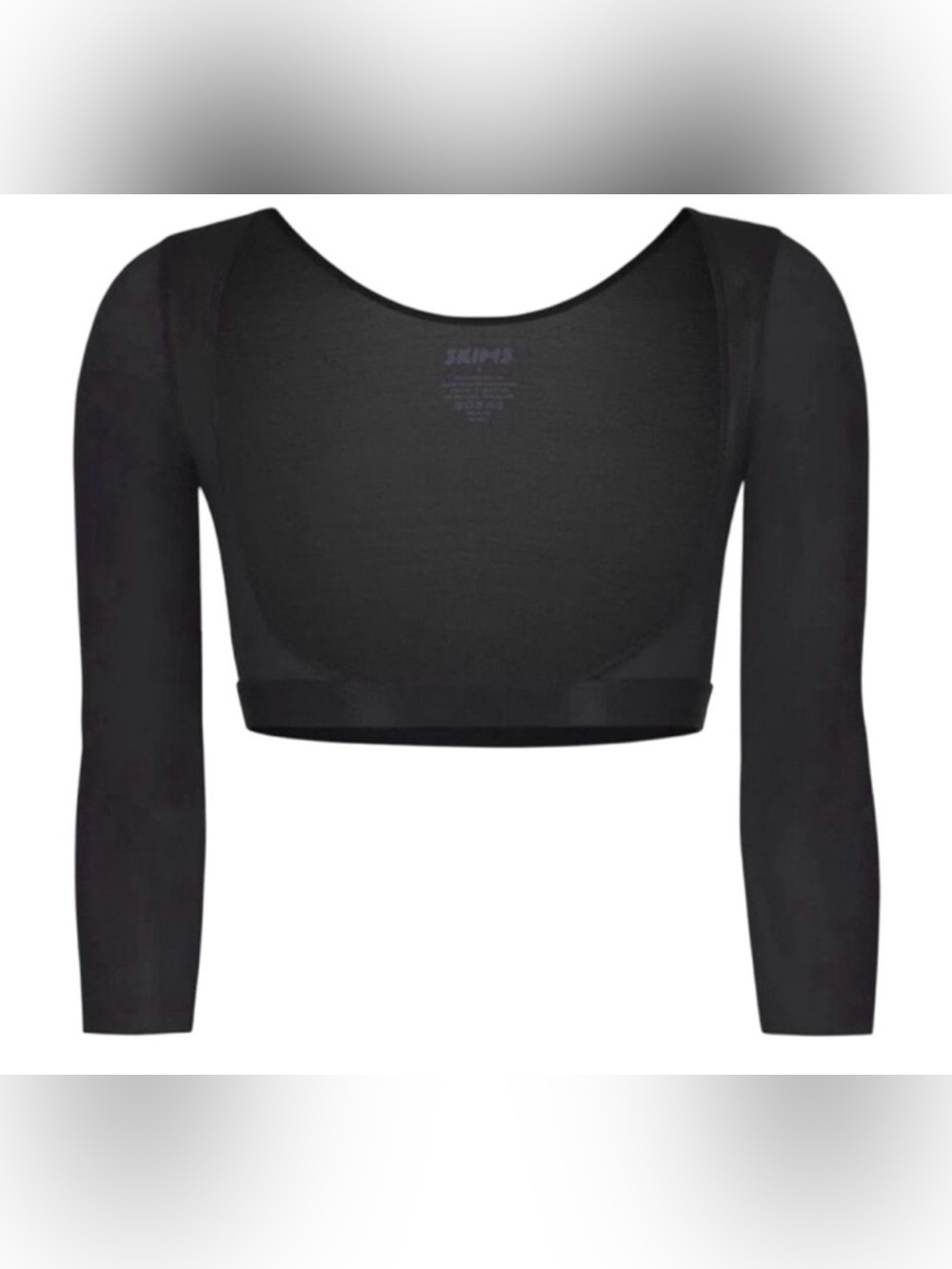 NWOT SKIMS Simply Bare Open Bust Long Sleeve Arm Shaper Onyx Black - Size 3X